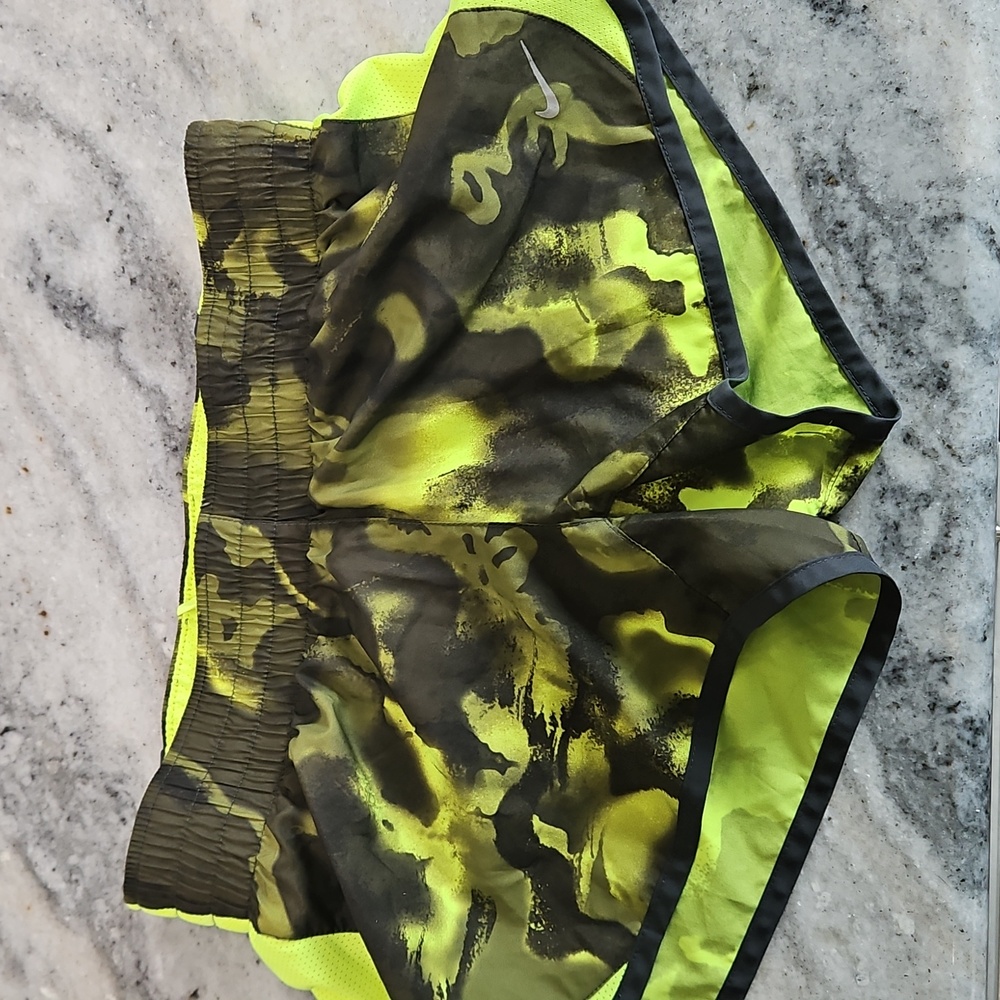 Nike Dri-Fit Green Neon Tie-Dye Running Shorts Size Small